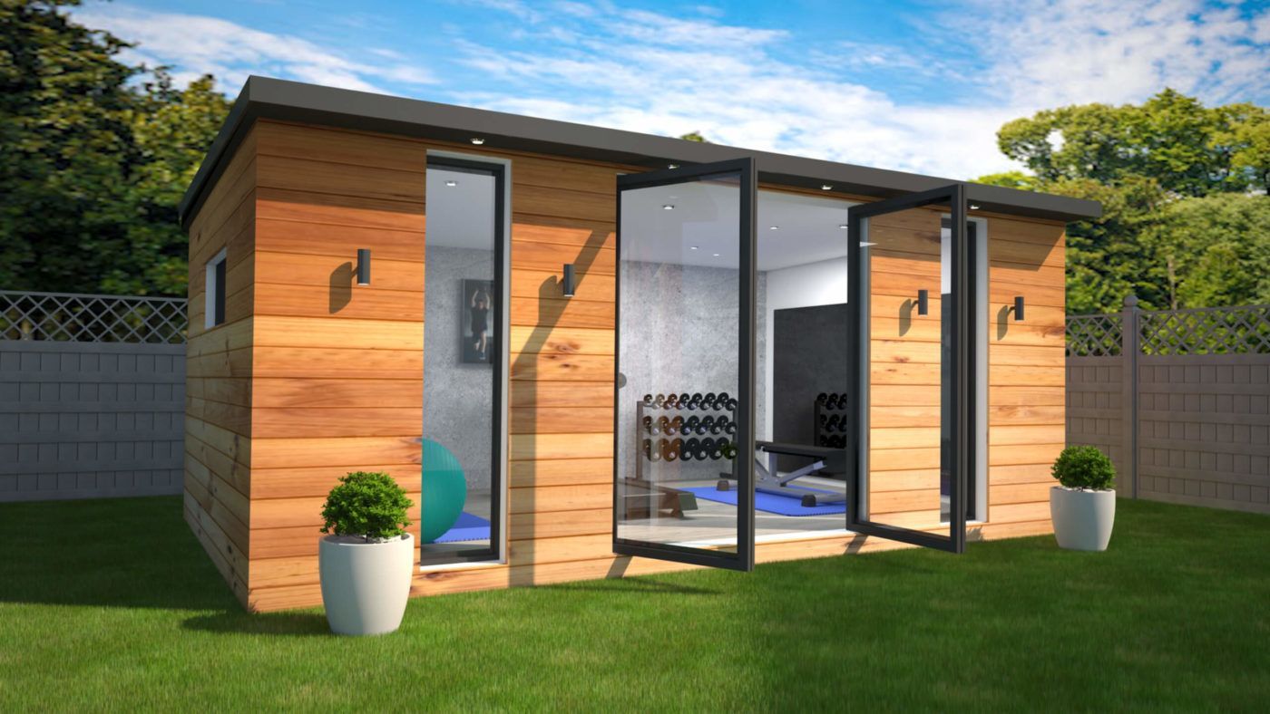 garden gym side profile with doors open